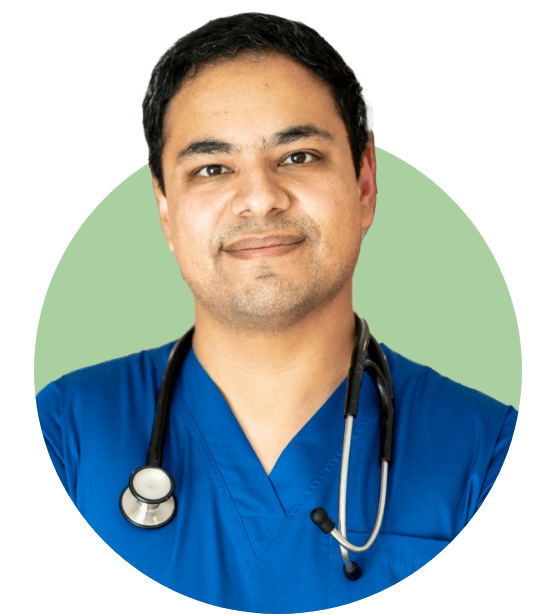 Advanced Nursing & Home Care – Dedicated Nurse Providing Compassionate Care Smiling male nurse in blue scrubs with stethoscope representing Advanced Nursing & Home Care’s commitment to professional and compassionate senior care.