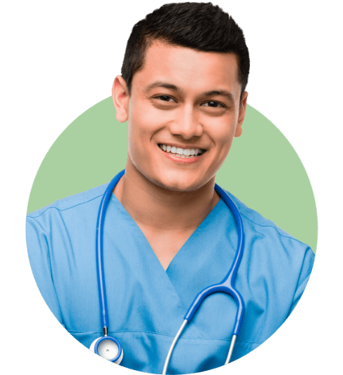 Headshot of a male medical professional wearing a stethoscope