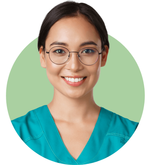 Headshot of a female medical professional wearing glasses