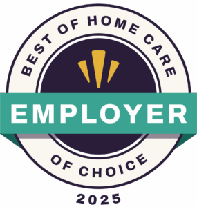 Best of Home Care Employer of Choice 2025 award badge earned by Advanced Nursing & Home Care for excellence in senior care services.