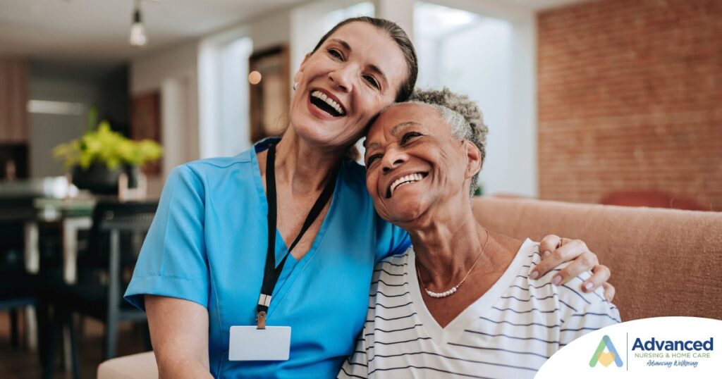 Young home health care nurse helping senior man to recover at home.