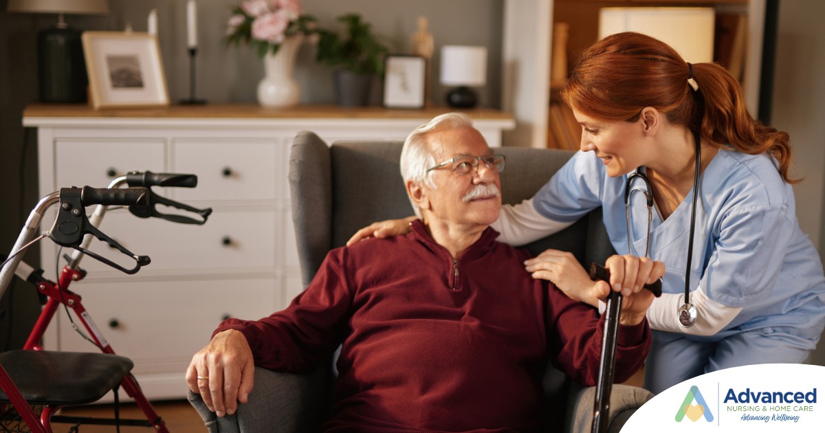 A caregiver helping a woman with a walker make her senior home safer.