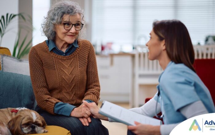 An aide provides home health care support for chronic conditions