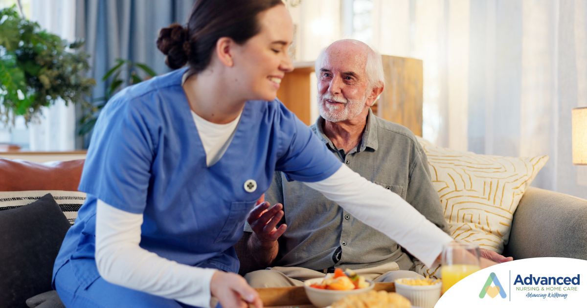Caregiver providing senior care at home to manage parkinson’s and related symptoms.