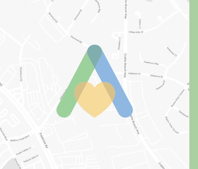 Advanced Nursing & Home Care logo on top of a map